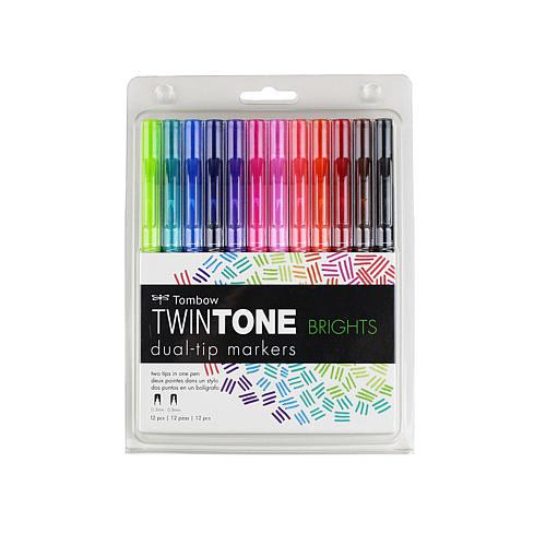 Tombow TwinTone Dual Tip Markers 12-pack - Pattern/Print | HSN