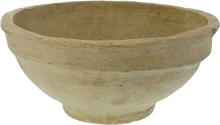 MY SWANKY HOME Rustic Round Paper Mache Decorative Bowl 10" | Centerpiece Natural | Amazon (US)