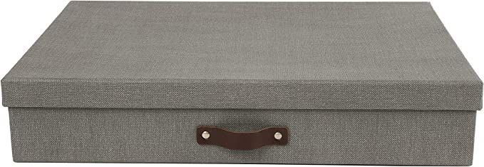 Bigso Sverker Canvas Fiberboard Legal/Art Storage Box, 3.3 x 17.1 x 12.2 in, Grey | Amazon (US)