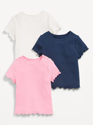 Short-Sleeve Lettuce-Edge T-Shirt 3-Pack for Toddler Girls | Old Navy (US)