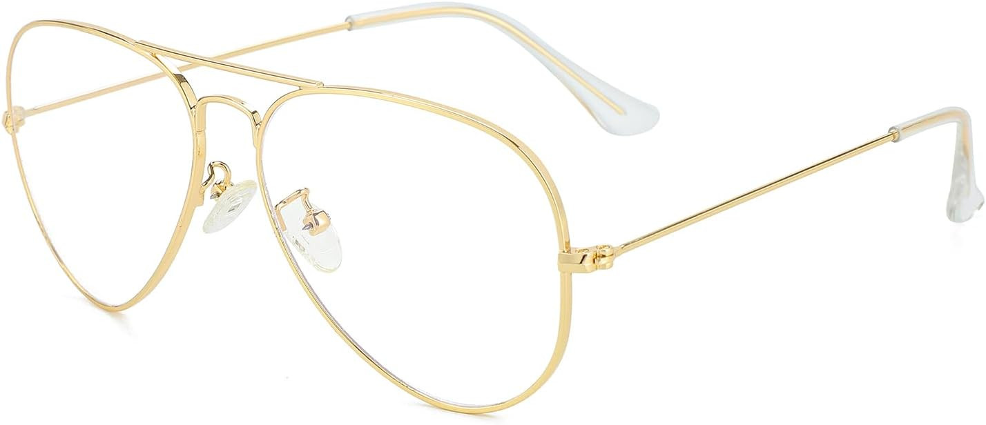 Gleyemor Blue Light Aviator Glasses for Women Men, Metal Frame Anti Blue Light Lens Computer Glas... | Amazon (US)