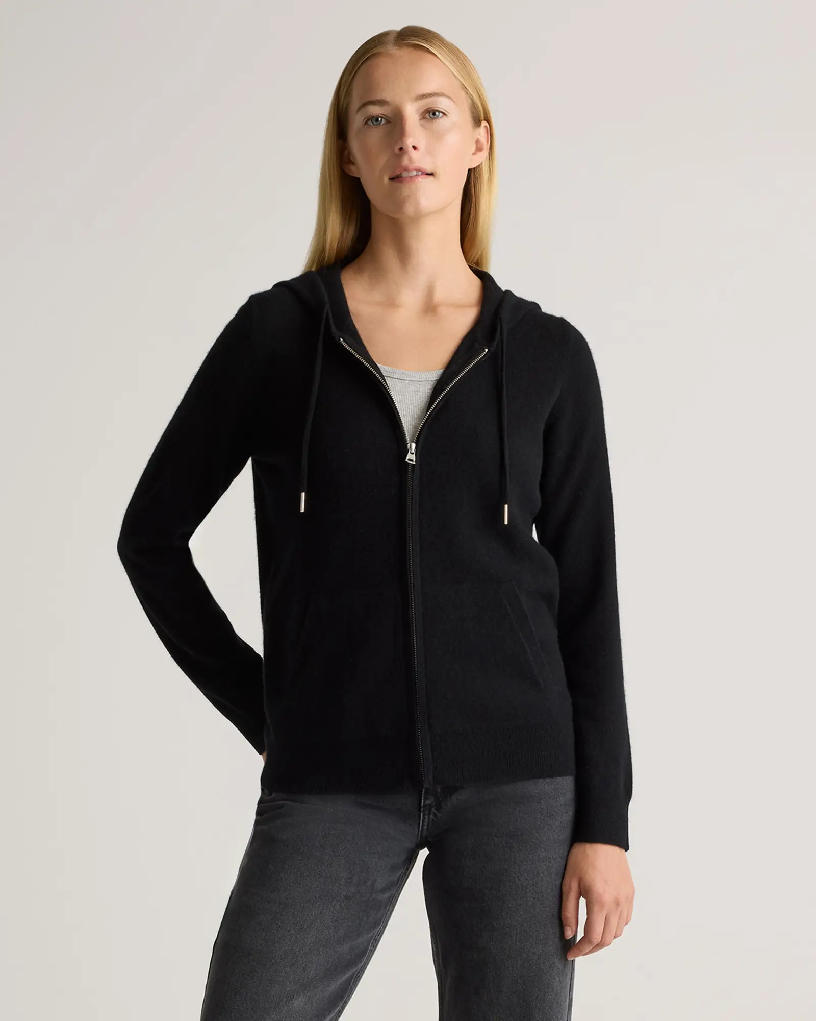 Cashmere Zip Hoodie in Black | Quince