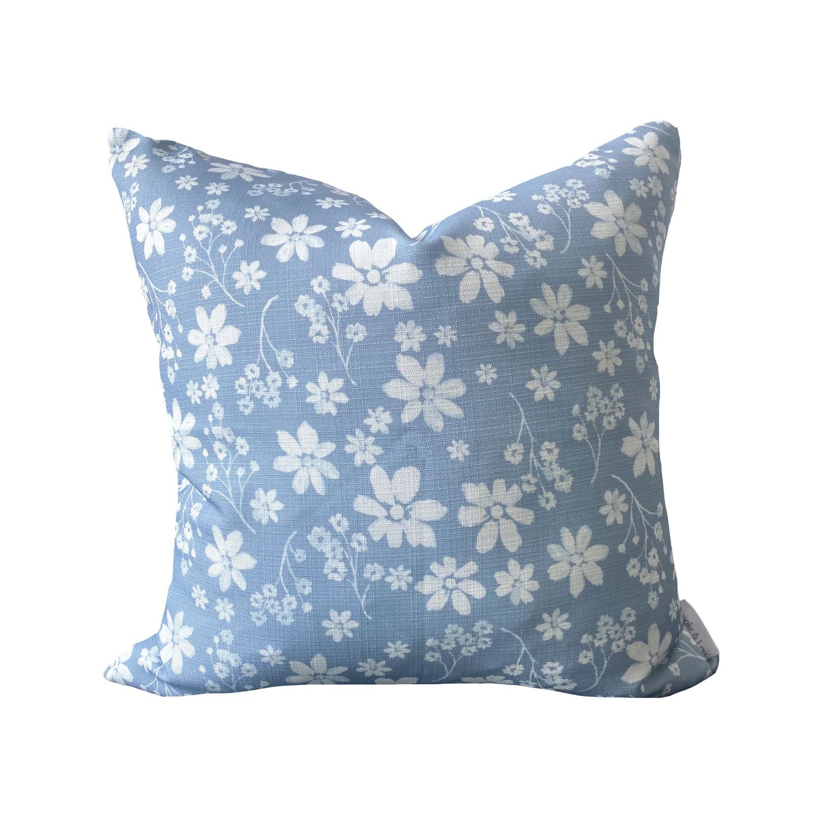 Zoe Floral Pillow in Dusty Blue | Brooke and Lou