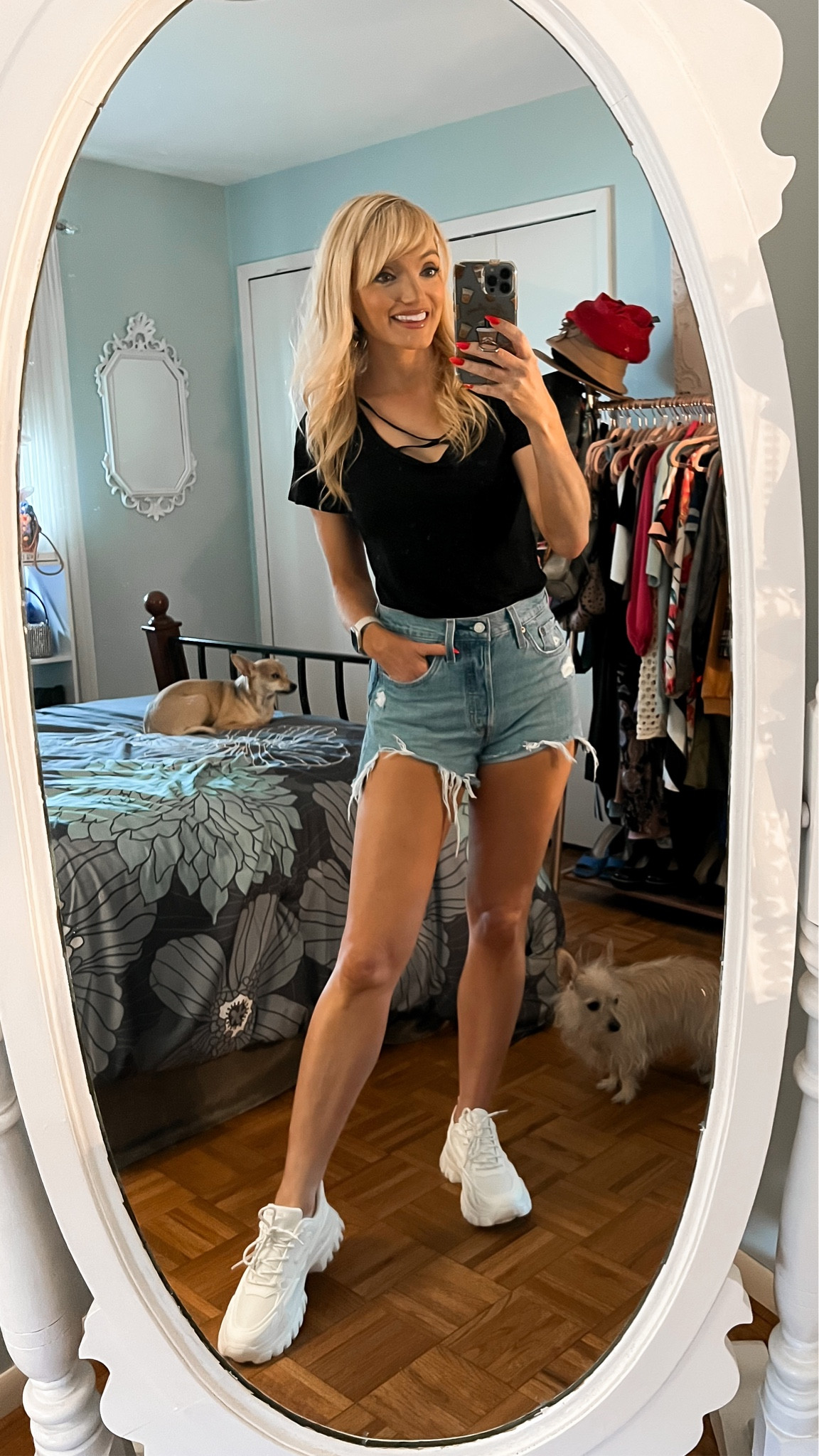 Black criss cross T-shirt only $19.99! I’m in a small. Other colors available! Also available in long sleeve - Levi’s 501 shorts. I’m in a 27 - chunky sneakers - casual outfit - summer outfit - summer fashion - Amazon Fashion - Amazon finds 

#LTKunder50 #LTKstyletip #LTKSeasonal