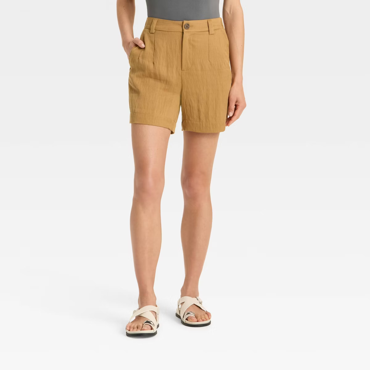 Women's High-Rise Flat-Front Chino Shorts - A New Day™ | Target