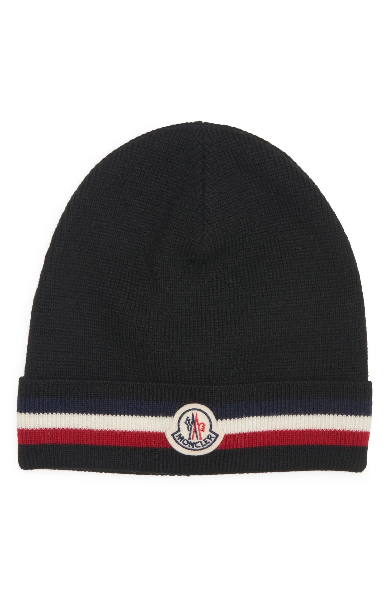 Moncler Tricolor Stripe Ribbed Wool Beanie | Nordstrom | Nordstrom