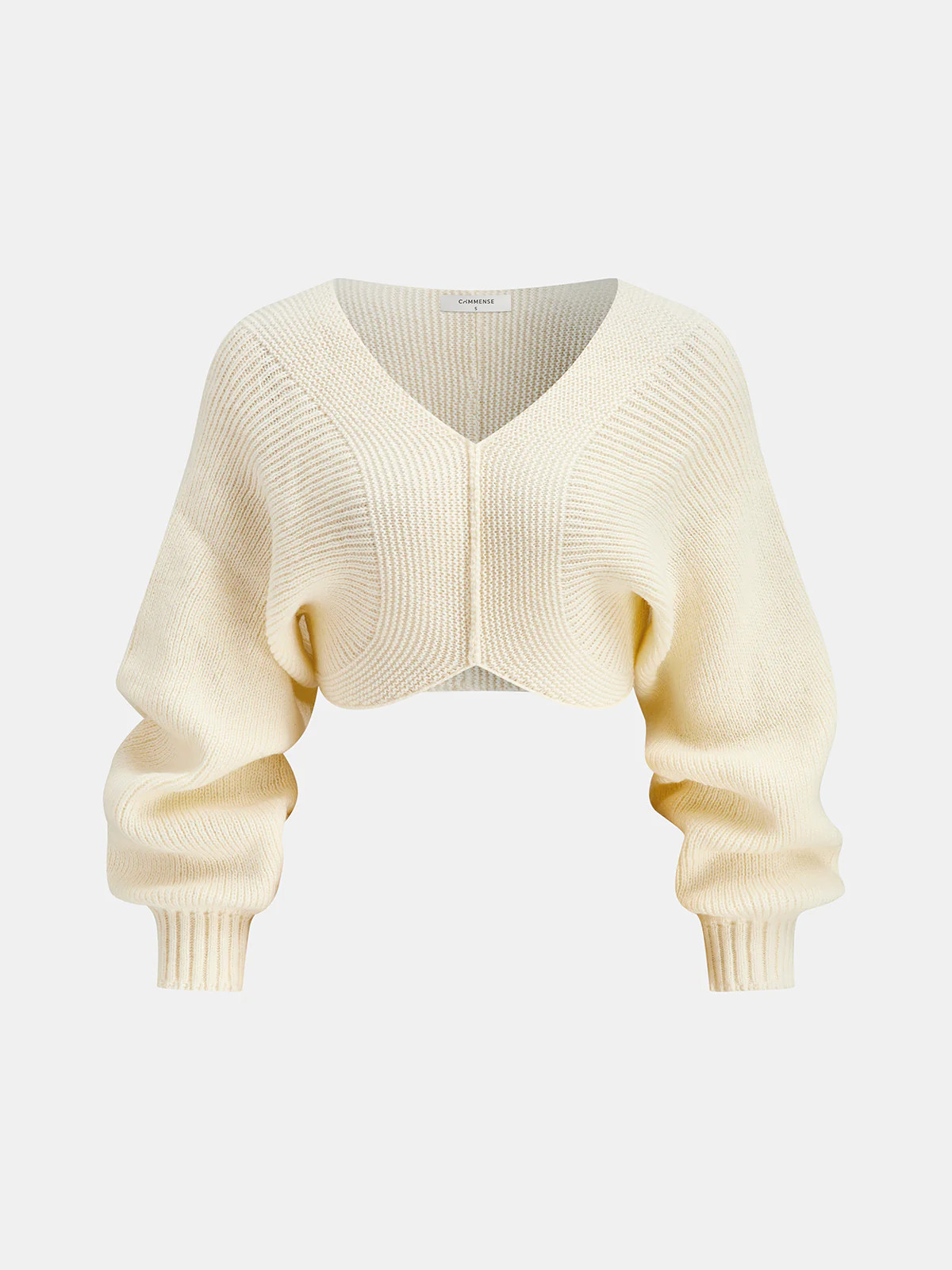 V-Neck Long-Sleeve Cropped Sweater | Commense