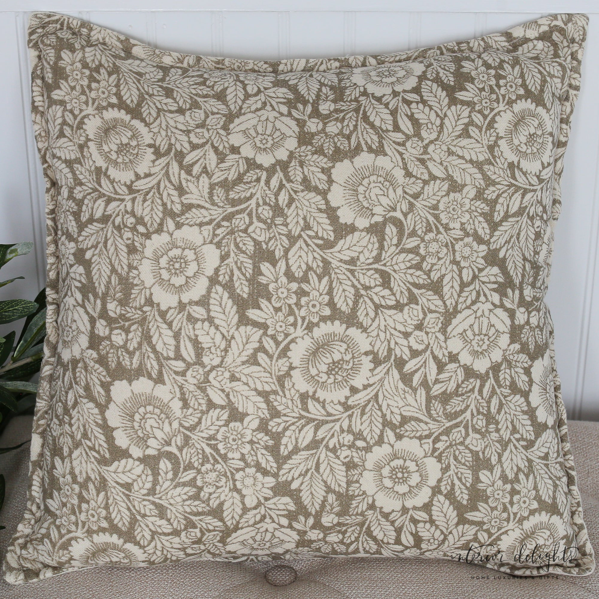 Large Bloom Floral and Leaf Pillow- Square | Interior Delights