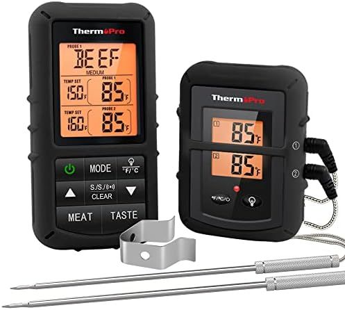 ThermoPro TP20B Black Wireless Remote Digital Cooking Food Meat Thermometer with Dual Probe for S... | Amazon (US)