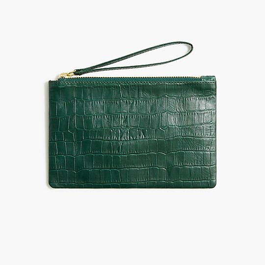 Crocodile-embossed leather wristlet | J.Crew Factory