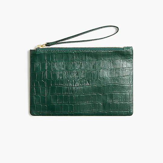 Crocodile-embossed leather wristlet | J.Crew Factory