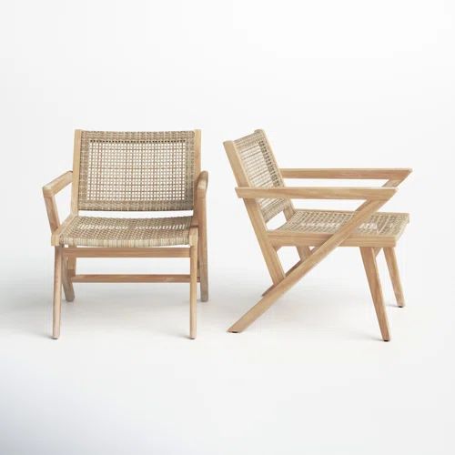 Barrie Coastal Solid Wood And Rattan Outdoor Accent Chair | Joss & Main | Wayfair North America