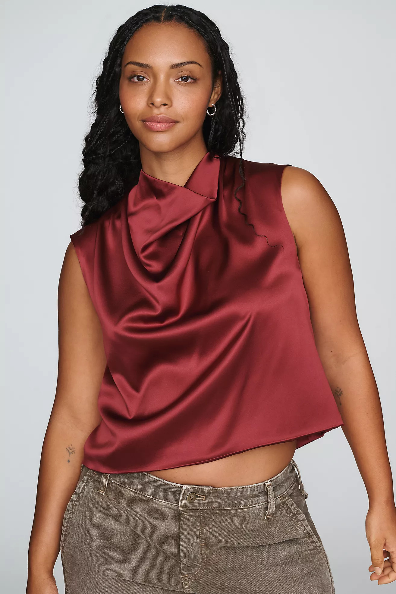 Stretch Silk Cowl-Neck Top | Anthropologie (US)