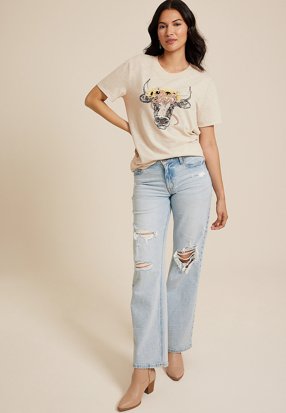Bull Shirt Oversized Fit Graphic Tee | Maurices