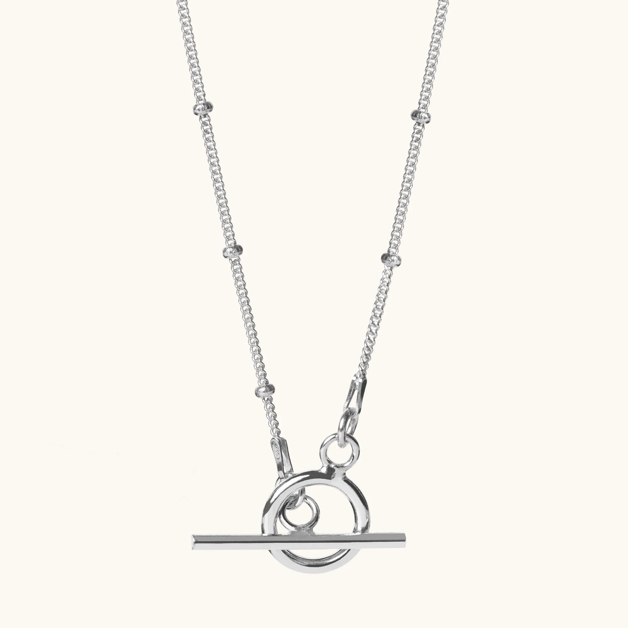 T Bar Bead Necklace Silver | Muru Jewellery.