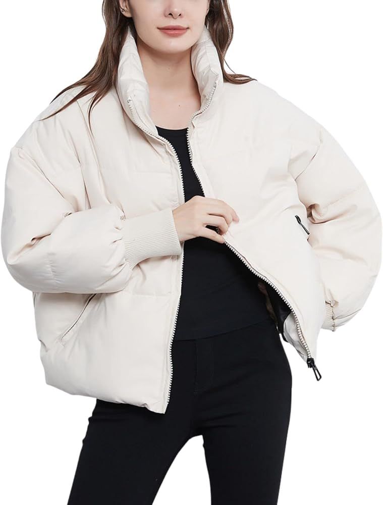 Gihuo Women's Winter Cropped Puffer Jacket Coat Short Warm Quilted Jacket