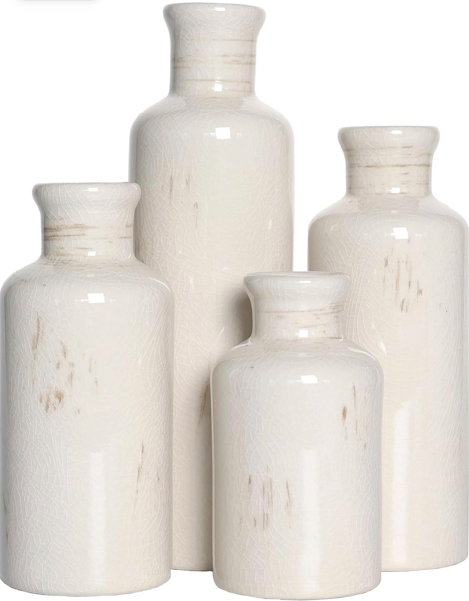 Ceramic Vase Set of 4, Rustic Farmhouse Vase, Minimalist Nordic Boho Ins Style Modern Home Decor 