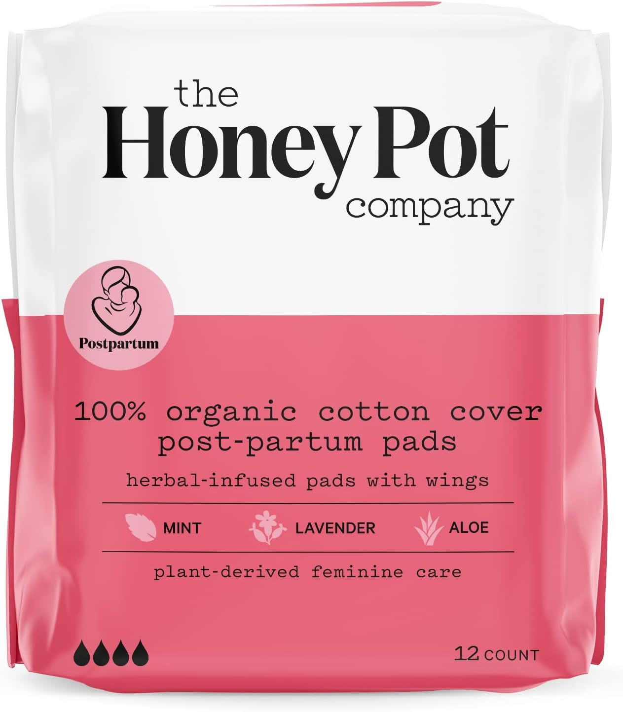 Herbal Postpartum Pads w/Wings - Full Coverage -Infused w/Essential Oils for Cooling Effect, Orga... | Amazon (US)