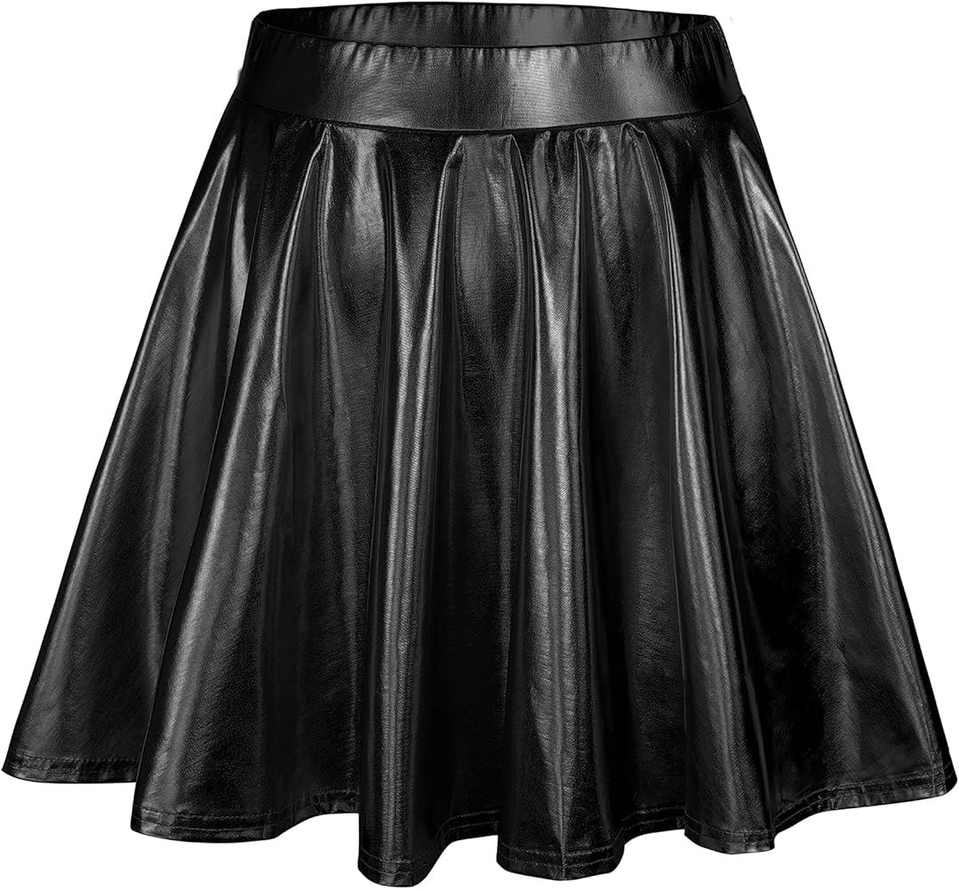 Zando Casual Mini Skater Skirt for Women Plus Size A-Line Skirt Elastic High Waist Pleated Skirt Fla | Amazon (US)