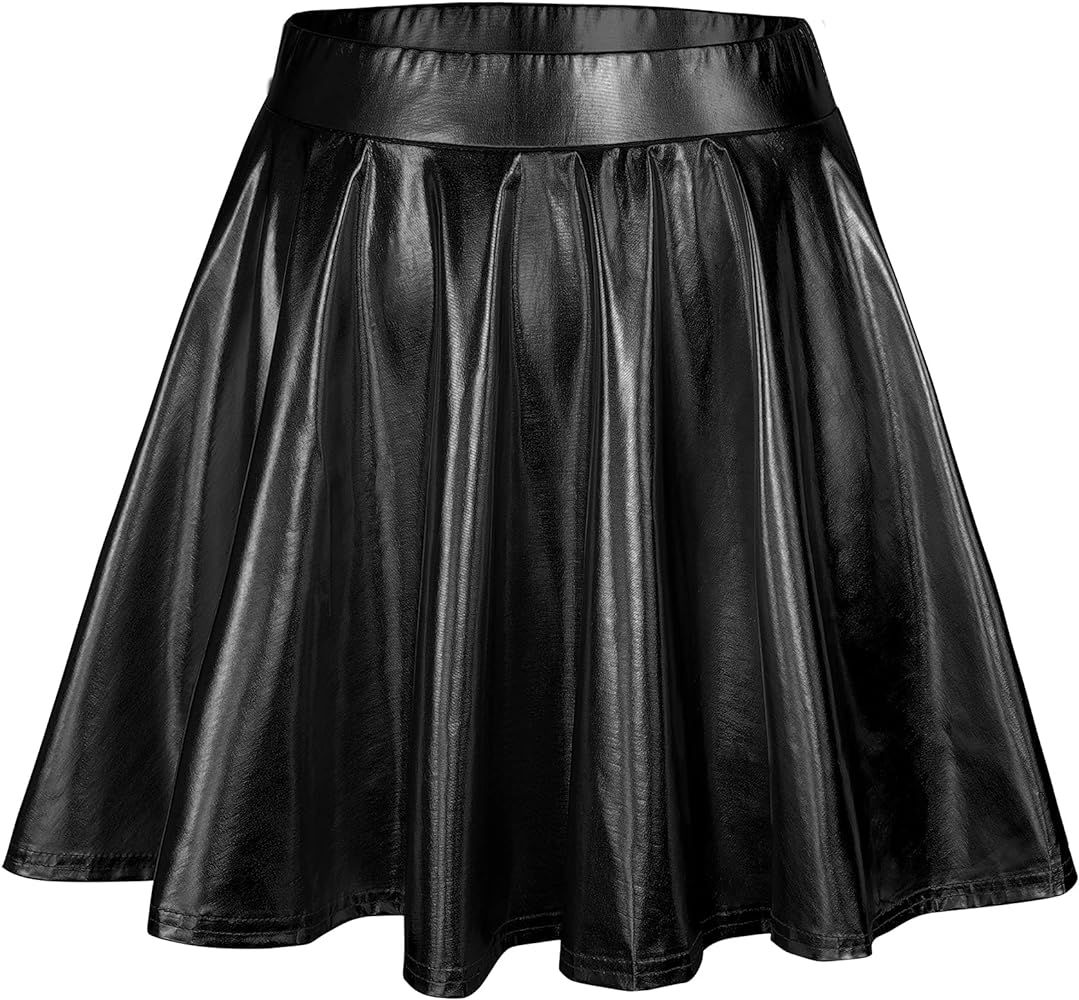 Zando Casual Mini Skater Skirt for Women Plus Size A-Line Skirt Elastic High Waist Pleated Skirt Fla | Amazon (US)