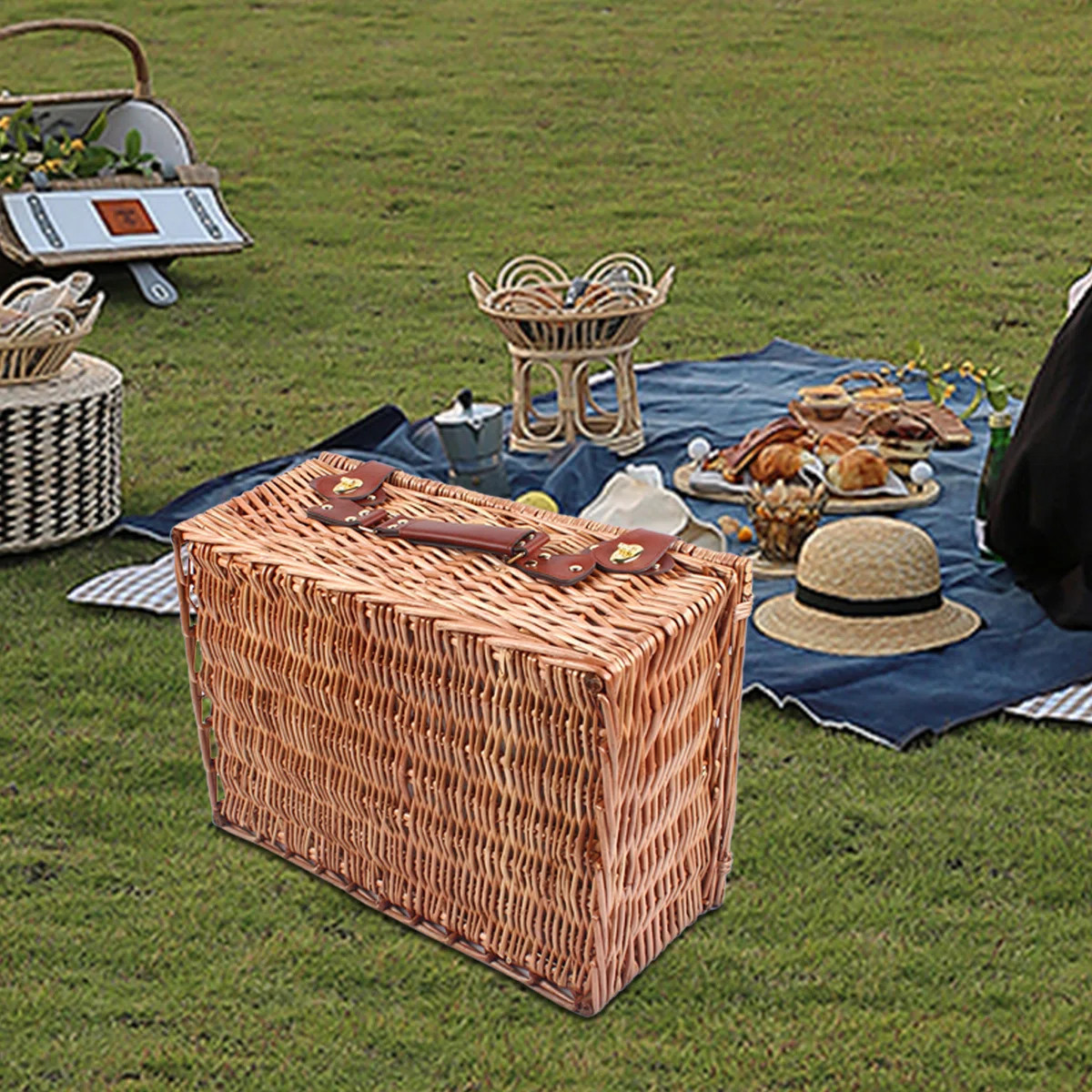 4 person Handmade Rattan Picnic Basket | Wayfair North America