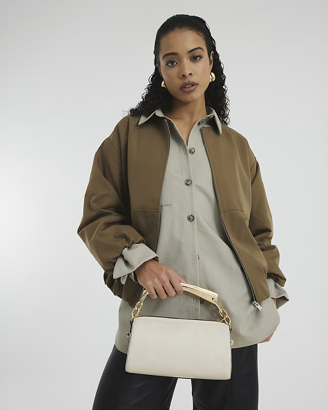 Cream Metal Handle Crossbody Bag | River Island UK & IE