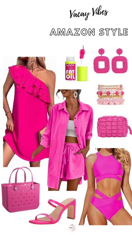 Amazon Spring Break Pink Fashion Resort Wear #amazon #amazonfashion #amazonlooks #springfashion #amazonoutfits #amazonbeauty #swimwear #amazonshoes #springsandals  #beachessentials #beachwear