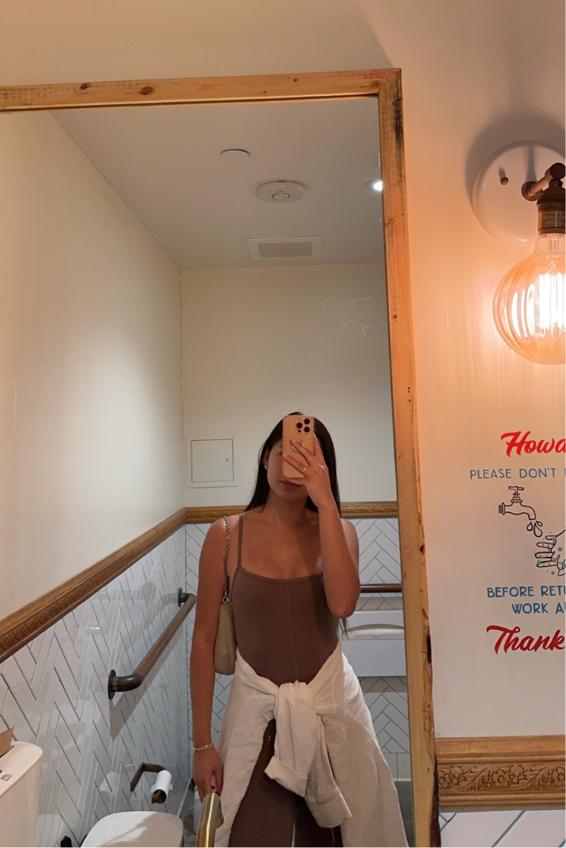 Little bathroom selfie in HomeState bc I just got the cutest jumpsuit. It’s so comfy and I love how it fits. I was worried about the color at first but now I’m loving it 🥰