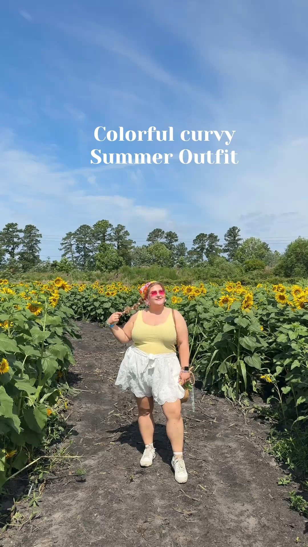 Colorful curvy summer outfit! I love a colorful elevated casual summer outfit. These eyelet lace shorts and yellow tank top are the perfect base for a cute plus size summer outfit!

#LTKootd #LTKPlusSize #LTKMidsize