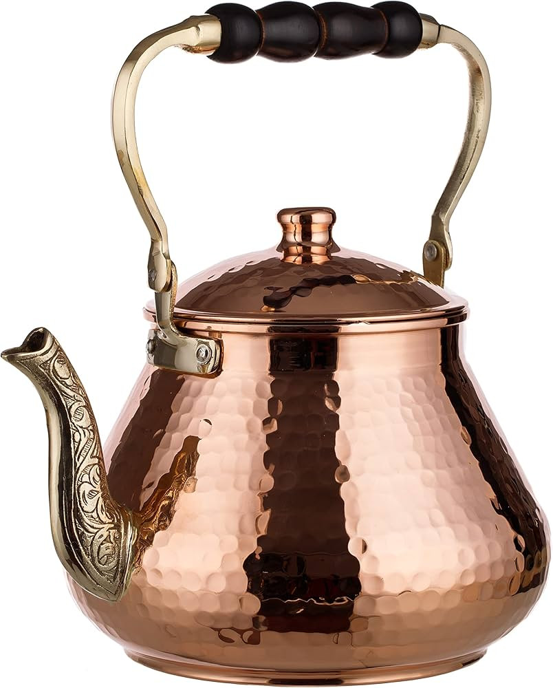 DEMMEX Large Copper Teapot, 1mm Thick, Hammered, Handcrafted in Turkey, 3 Quarts (2.8L) | Amazon (US)