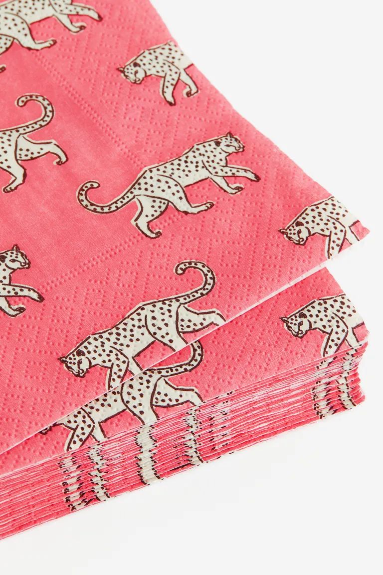 20-pack Floral Paper Napkins - Deep pink/leopards - Home All | H&M US | H&M (US + CA)