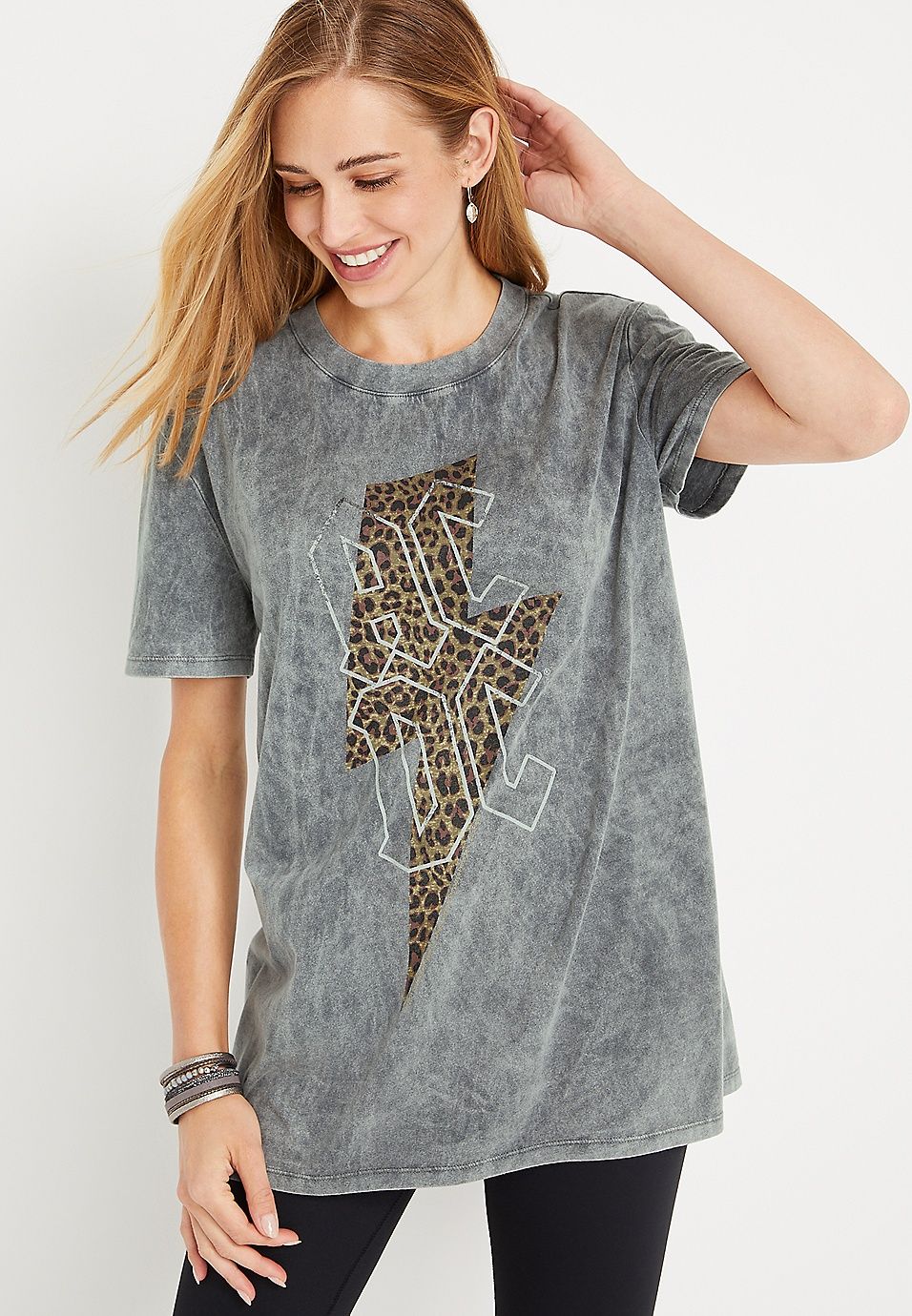 Leopard ACDC Oversized Graphic Tee | Maurices