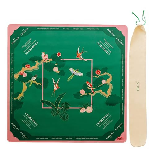 Mahjong Mat, 33x33 American Mahjong Mat with Rules and Carry Bag, Non-Slip & Noise-Reducing Design, Luxury Mahjong Accessories Gift for Women and Men, No Creases, Green and Pink, Ships Rolled | Amazon (US)