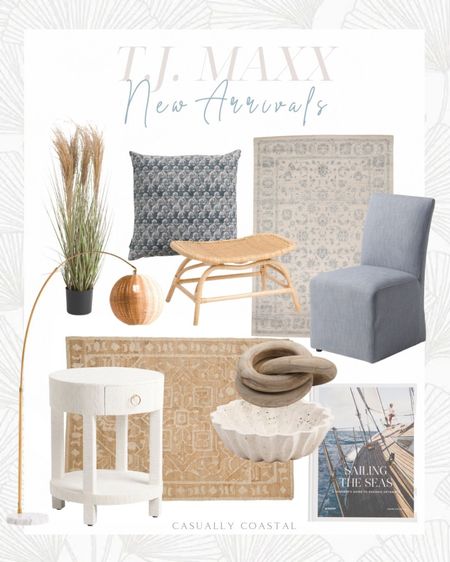 New coastal home finds from T.J. Maxx! As always, enjoy free shipping on all orders $89+ with code SHIP89!   
- 
Coastal home decor, beach house decor, lake house decor, jute rug, affordable rugs, 6x8 rugs, 5x7 rugs, blue rug, raffia side table, nightstands, serena & lily dupes, designer dupe table, fluted bowl, pampas grass, rattan stool, rattan floor lamp. arc lamp, block print pillow, coffee table decor, wood rings, cane nightstand, blue slipcover dining chair, sailing book, coffee table book, casually coastal, coastal furniture, coastal rugs

#LTKfindsunder100 #LTKhome #LTKfindsunder50