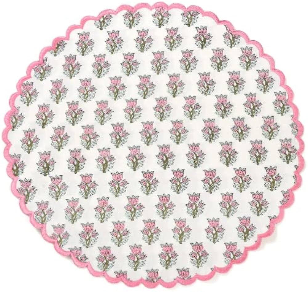Ridhi Indian Floral Hand Block Printed 100% Pure Cotton Cloth Reversible Mats, Reusable Mats, 15"... | Amazon (US)