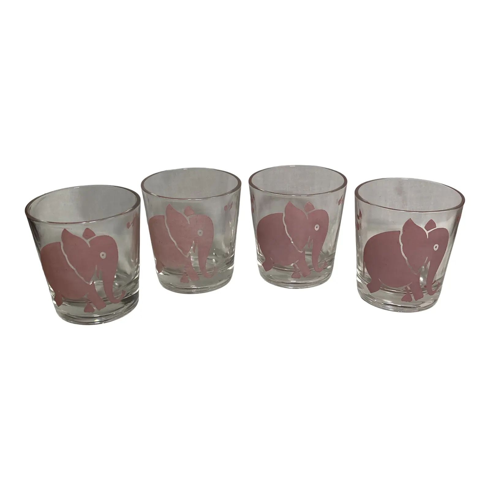 Vintage 1930s Federal Glass Pink Elephant Juice Glass Barware- Set of 4 | Chairish