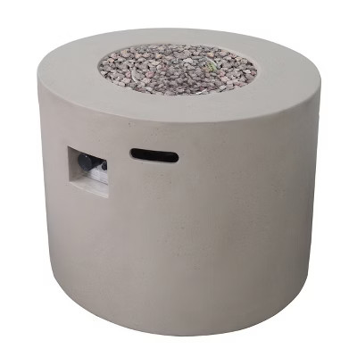 Aidan Round 31" Lightweight Concrete Gas Fire Pit - Light Gray - Christopher Knight Home | Target