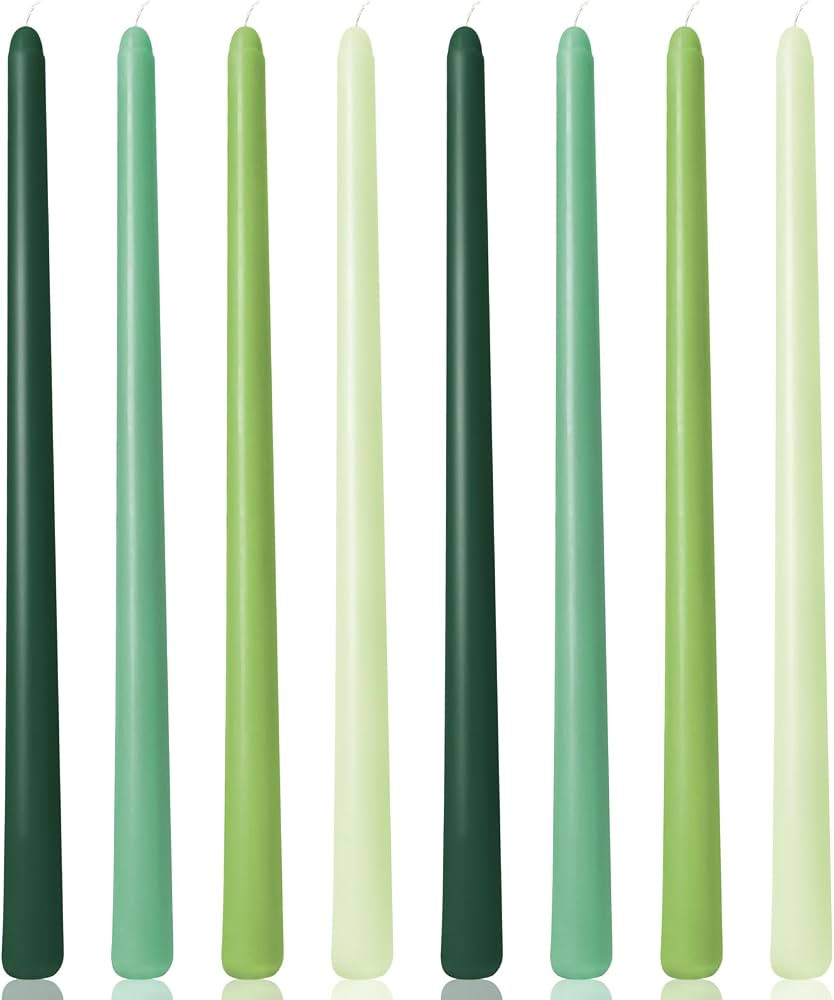 12 Inch Green Taper Candles for Christmas Home Decoration, 8 Pack Color-Gradient Candlesticks for... | Amazon (US)