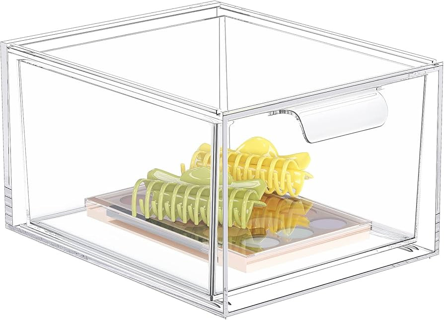 Stackable Makeup Organizer and Storage, Acrylic Organizers，Clear Plastic Storage Drawer with Ha... | Amazon (US)