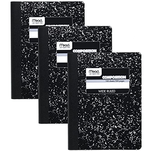 Mead Composition Notebooks, 3 Pack, Wide Ruled Paper, 9-3/4" x 7-1/2", 100 Sheets per Comp Book, ... | Amazon (US)