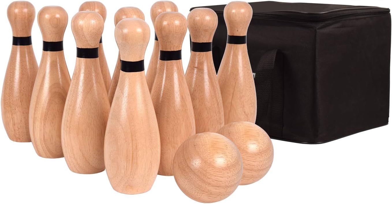 Outdoor Giant Lawn Bowling Games for Family Kids and Adults Backyard Skittles Wooden Yard Game Ha... | Amazon (US)