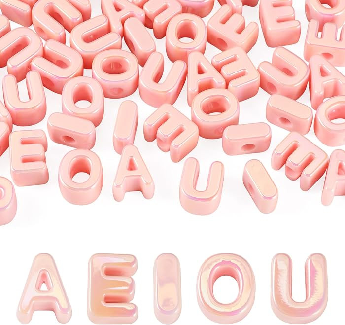 FASHEWELRY 50Pcs Vowel Letter Acrylic Beads Big Plastic Letter Blocks Charms 3D Letters Chunky In... | Amazon (CA)