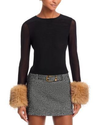 Alice and Olivia Delaina Faux Fur Cuff Top | Bloomingdale's Women | Bloomingdale's (AU)