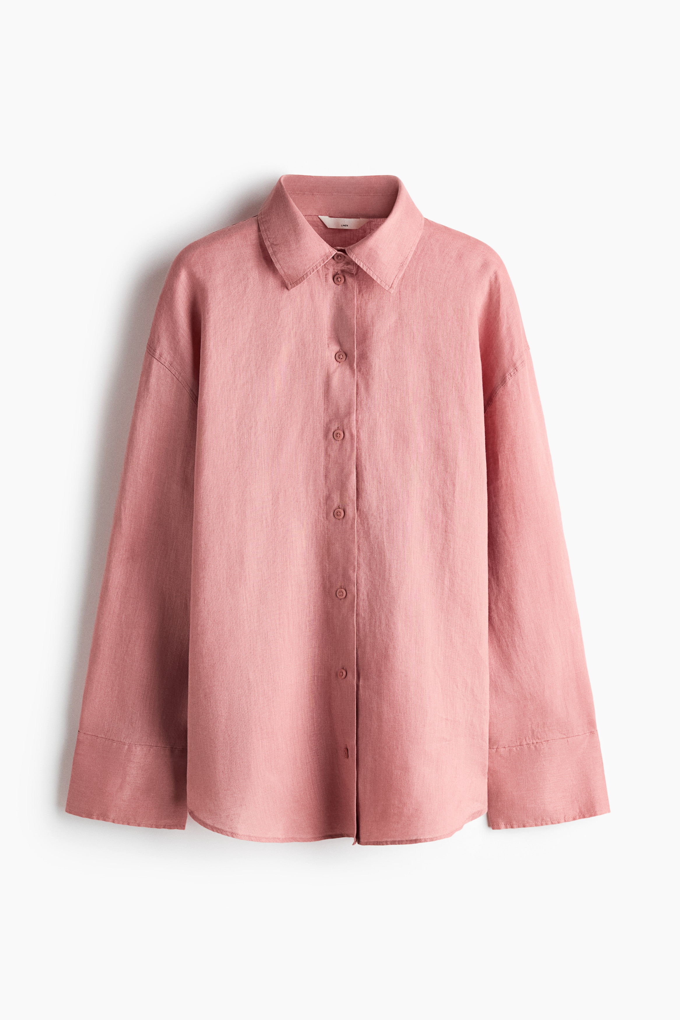 H & M - Oversized Linen Shirt - Dusty Pink | H&M (US + CA)