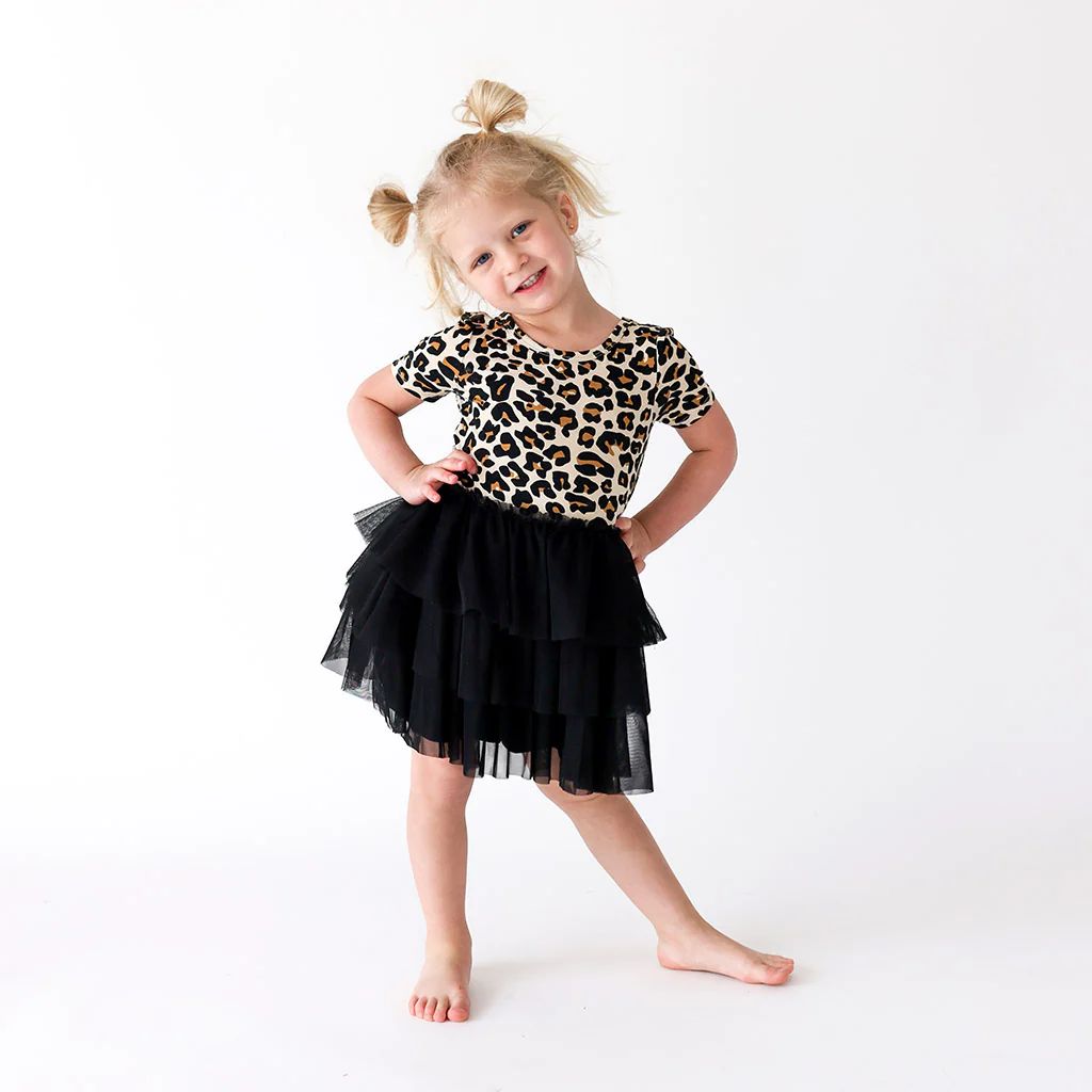 Leopard Brown Girl Toddler Tulle Dress | Lana Leopard Tan | Posh Peanut