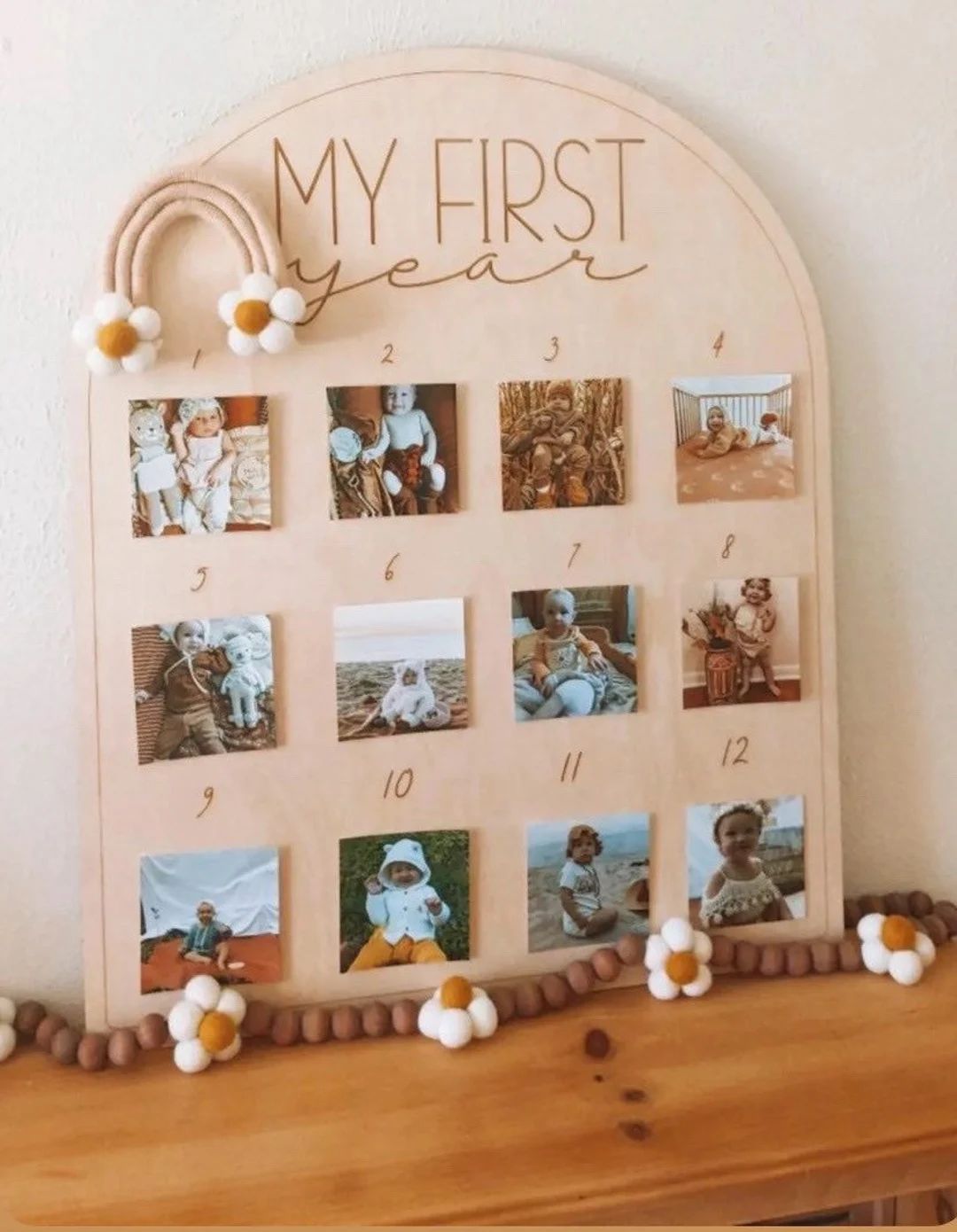 First Birthday Decor | First Birthday Photo Display | Baby Monthly Photos | Photo Prop | Birthday... | Etsy (US)