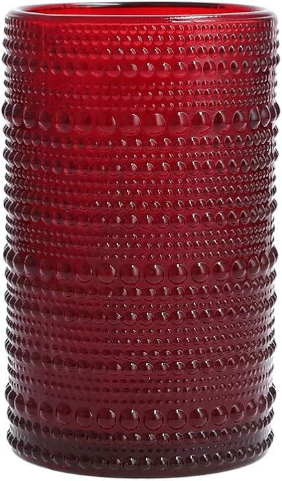 Fortessa Jupiter Beaded Hobnail Glass, 13 Ounce Iced Beverage (Set of 6), Red | Amazon (US)