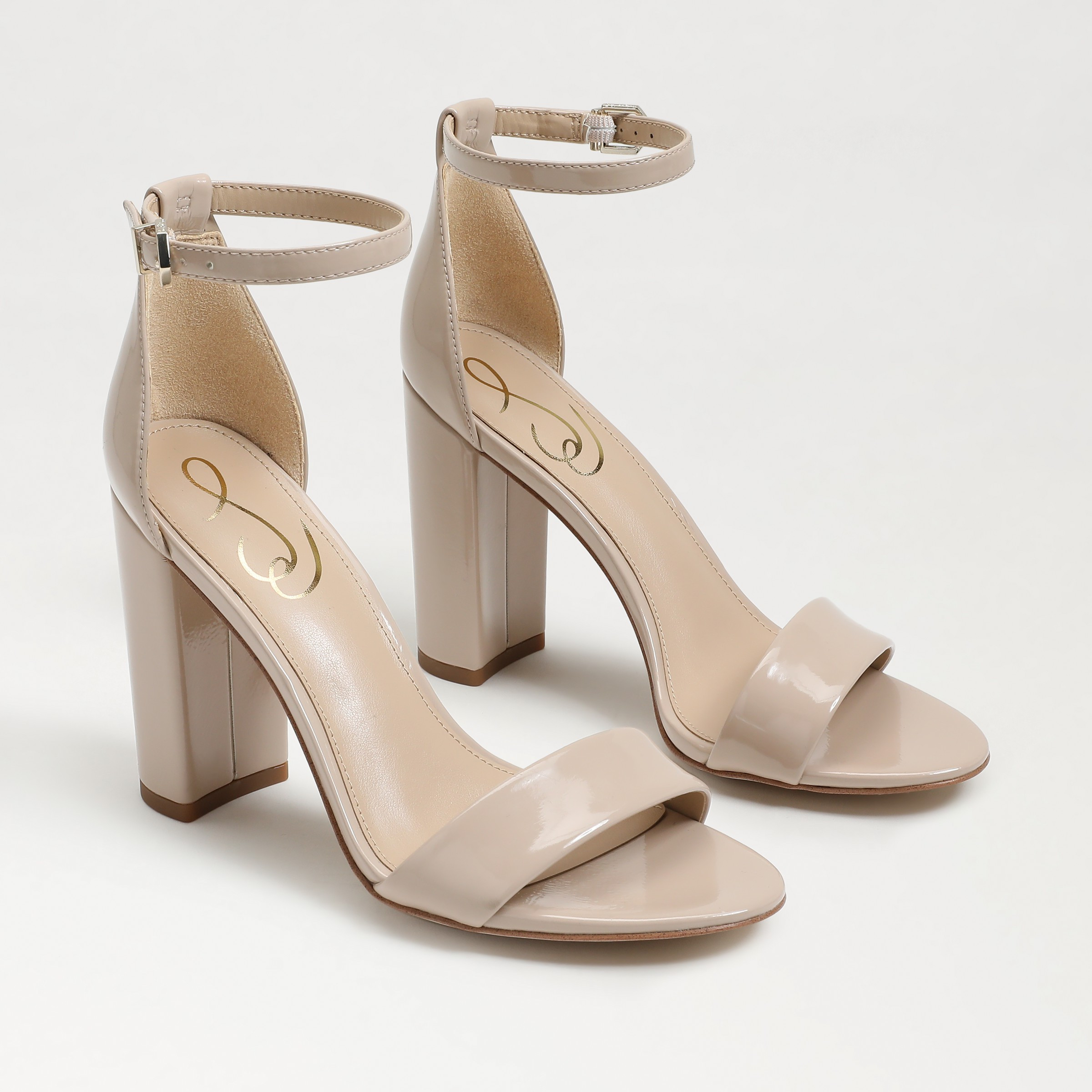 Sam Edelman Yaro Block Heel Sandal Chai Latte Patent 11.0 | Sam Edelman