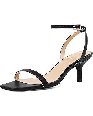 GENSHUO Women's Kitten Low Heels Square Open Toe Ankle Strap Sandals Sexy Strappy 2 Inch High Hee... | Amazon (US)