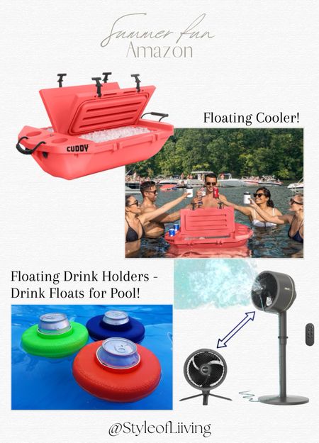 Floating cooler, drink holders floats for pool, fan with mister. Summer fun! #founditonamazon #amazonfinds

#LTKParties #LTKSwim #LTKSeasonal